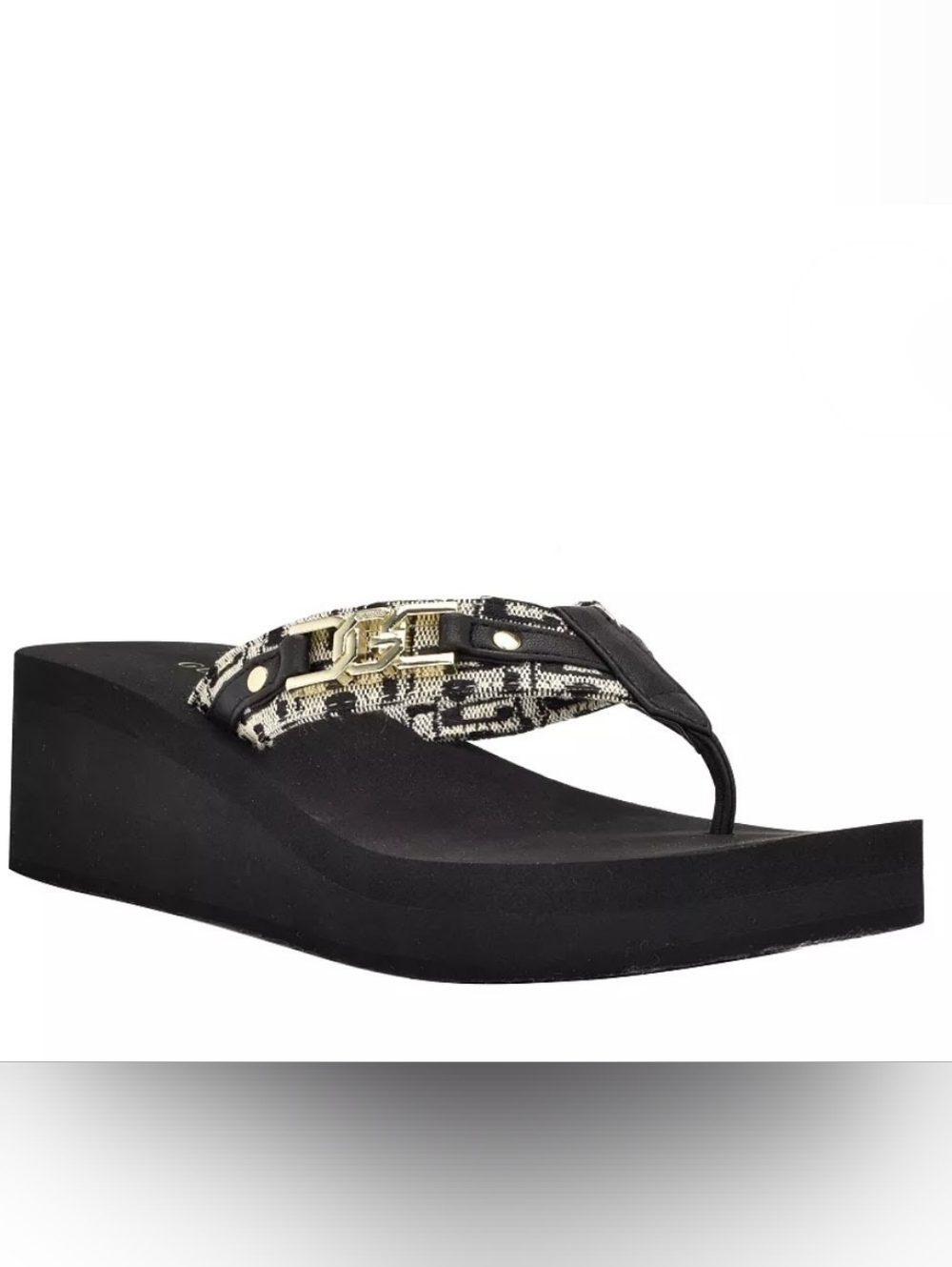 NWT! GUESS Heritage Logo Fabric Thong Style Sandals Sz 7M